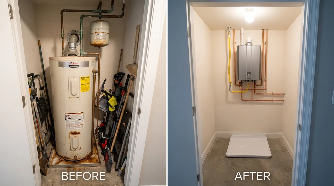 Tank water heater versus wall-mounted tankless unit comparison for Rock Hill, NY homeowners